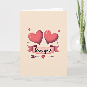 Carte Simple Love You Hearts