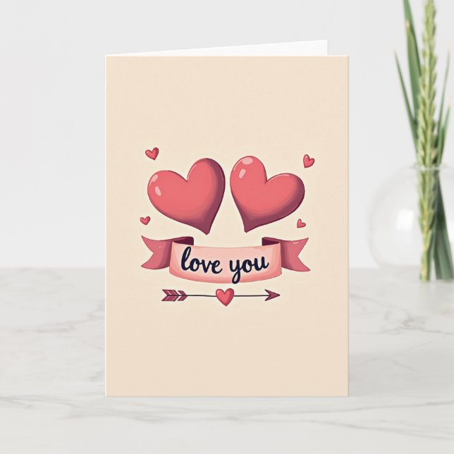 Carte Simple Love You Hearts (Devant)