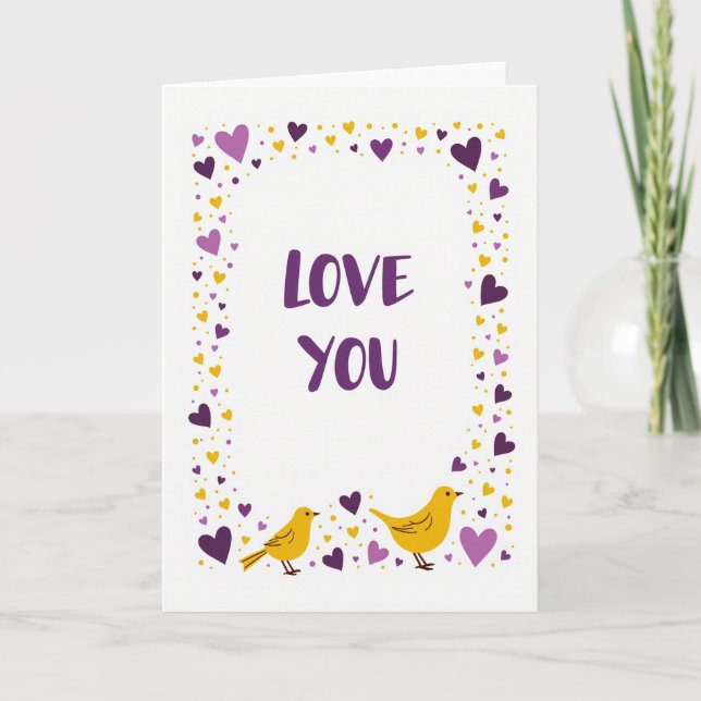 Carte Simple Love You Oiseau (Devant)
