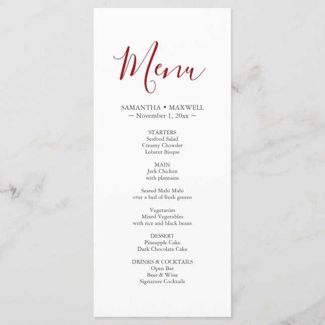 Carte simple Mariage rouge (Devant)