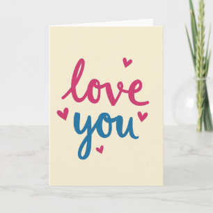 Carte Simple Matte Love You Cœurs