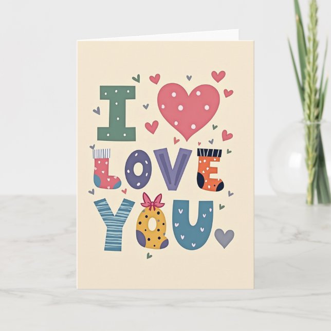 Carte Simple Matte Polka Dot Love You Card (Devant)