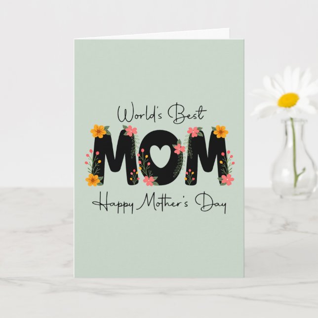 Carte Simple Meilleure Maman du Monde Calligraphie pour  (Petite plante)