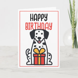 Carte Simple mignonne Chien dalmate avec boîte cadeau An