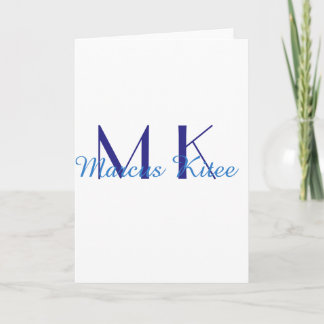Carte simple minimal monogram personalized name blue ret