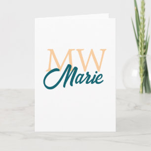 Carte simple minimaliste ajouter nom monogramme orange b