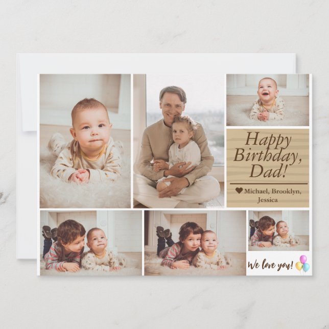 Carte Simple moderne Anniversaire papa photo collage de  (Devant)