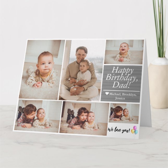 Carte Simple moderne Anniversaire papa photo collage de  (Devant)
