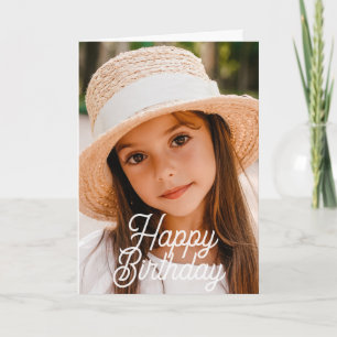 Carte Simple Moderne Cursive Personnalisé Photo Annivers