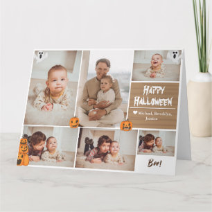 Carte Simple moderne Happy Halloween photo collage famil