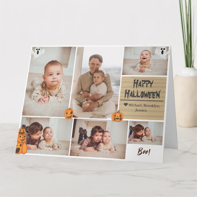 Carte Simple Moderne Joyeux Halloween photo collage de f (Devant)