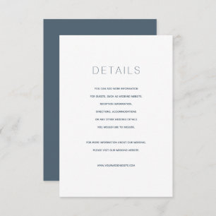 Carte simple moderne Midnight Blue Mariage Détails