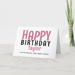 Carte Simple moderne Nom personnalisé Joyeux anniversair