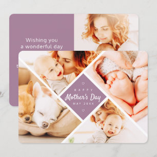 Carte Simple moderne photos personnalisées Joyeux fête d