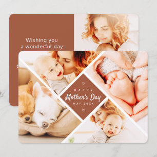 Carte Simple moderne photos personnalisées Joyeux fête d