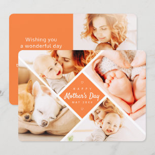 Carte Simple moderne photos personnalisées Joyeux fête d
