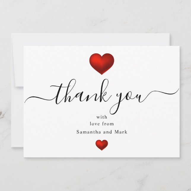 Carte simple moderne Red Heart White Mariage Flat  (Devant)