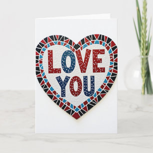 Carte simple mosaïque cœur je t'aime