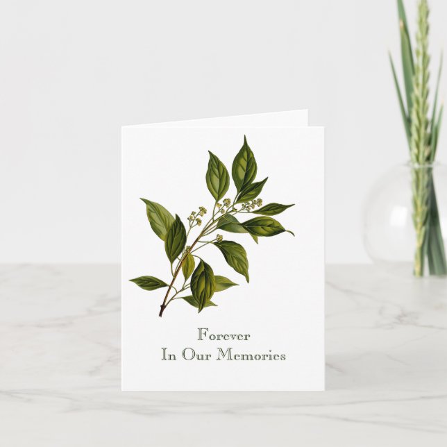 Carte Simple Nature Tree Leaf Branche Condolence Funérai (Devant)