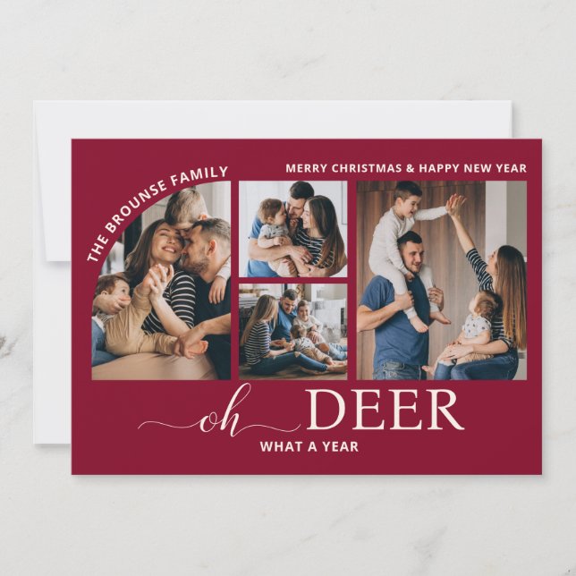 Carte Simple Oh Deer What a Year Photo Collage Noël (Devant)