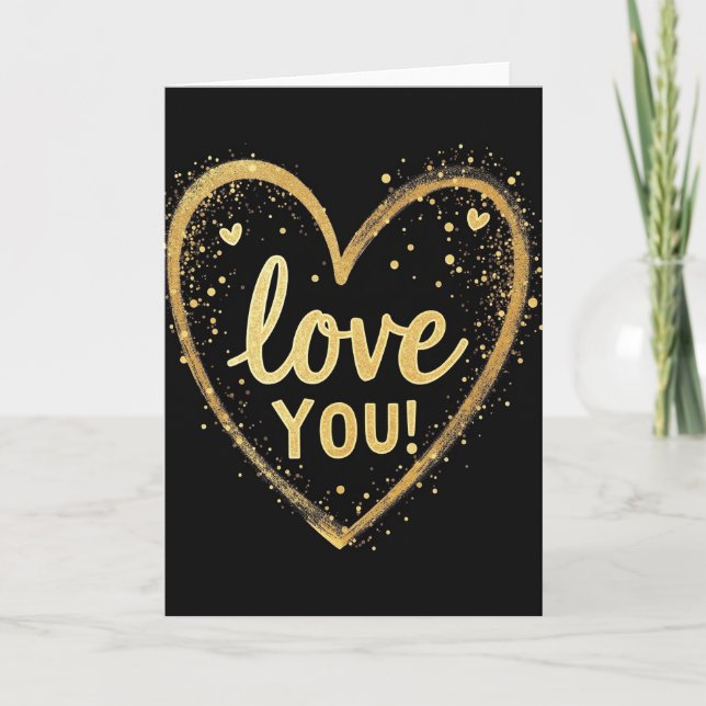 Carte Simple Or Amour Cœur (Devant)