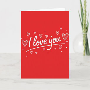 Carte Simple Paillettes Je T'Aime Coeurs