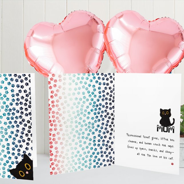 Carte Simple Pattes Rouges Blanches et Bleues Maman Chat (Créateur téléchargé)