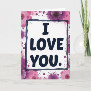 Carte simple peinte florale Je t'aime