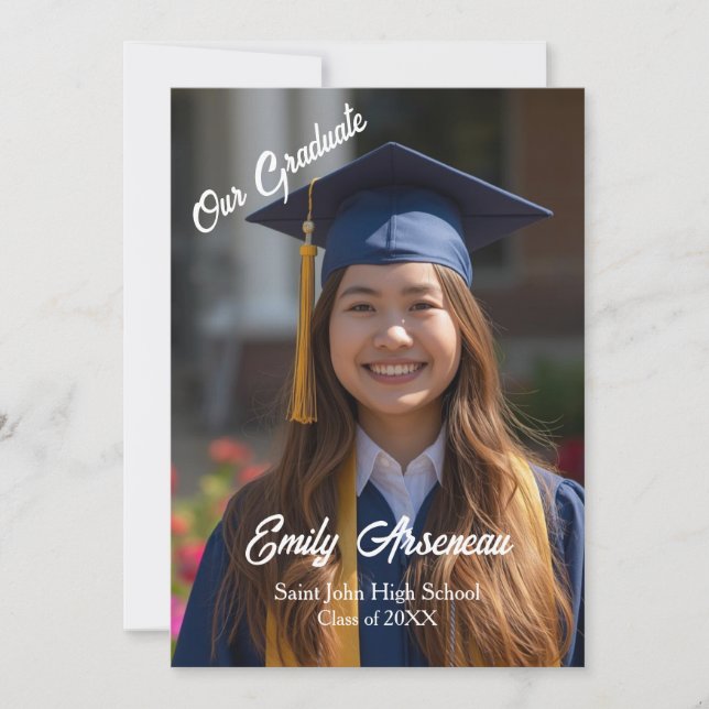 Carte Simple Photo  Calligraphy  Grad Party  Personalize (Devant)