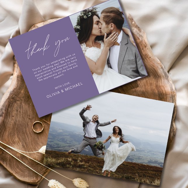 Carte simple photo Mariage violet Merci (Créateur téléchargé)