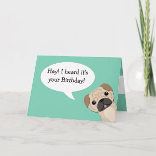 Carte Simple Pug Birthday card
