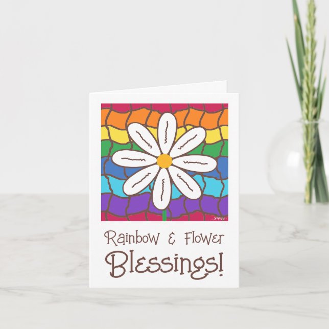 Carte Simple Rainbow Daisy Flower Penser De Vous (Devant)