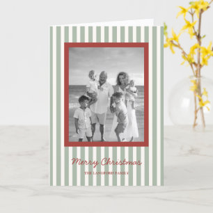 Carte Simple Rayures Photo Noël Moderne