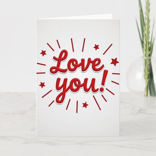 Carte Simple Red Love You (Devant)