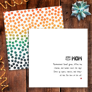 Carte simple rétro de pattes de chat au coucher du