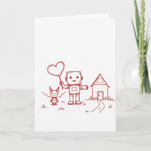 Carte Simple Robot Heart Home