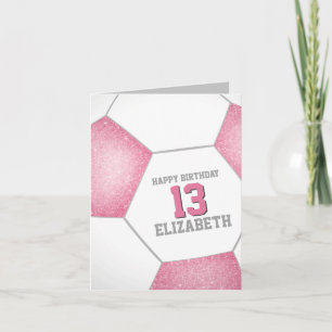 Carte simple rose blanc balle de football heureux annive