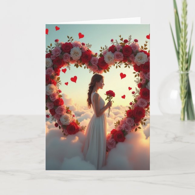 Carte Simple Rose Cœur (Devant)