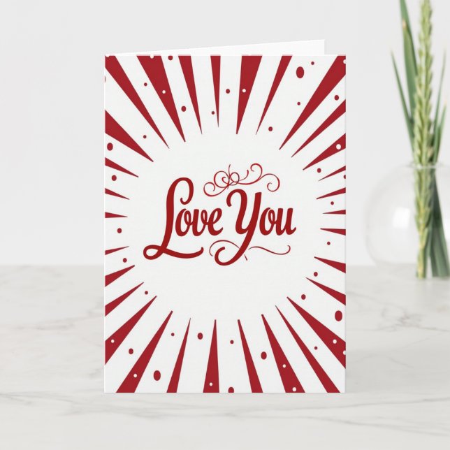 Carte Simple Rouge Love You Burst Point (Devant)