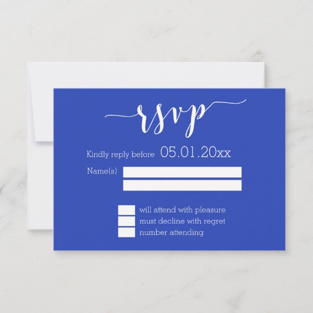 Carte simple Royal Blue Wedding RSVP (Devant)