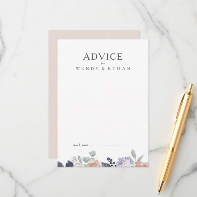 Carte simple Rustique Mariage Floral (Devant/Arrière en situation)