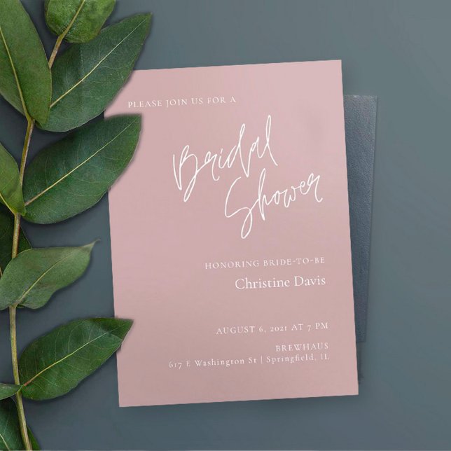 Carte Simple Script Dusty Rose de douche nuptiale Invita (Créateur téléchargé)