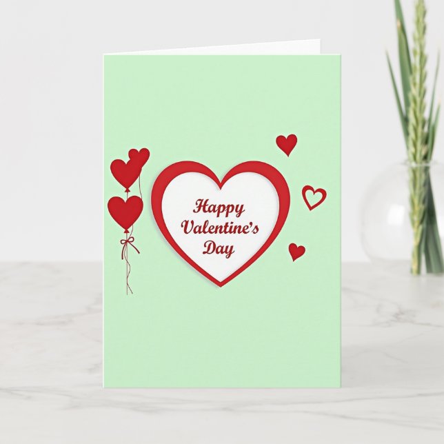 Carte Simple Valentines Day Hearts Card (Devant)
