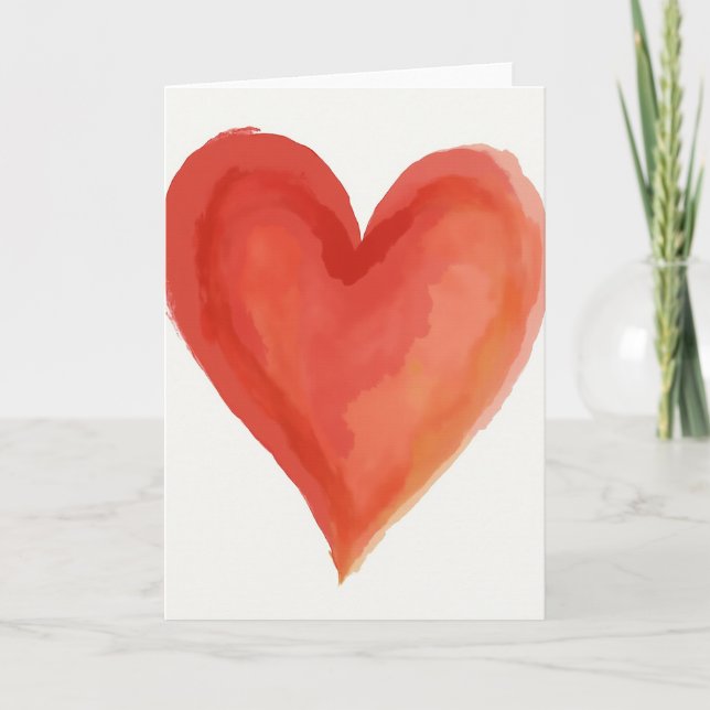Carte Simple Watercolor Heart Card (Devant)
