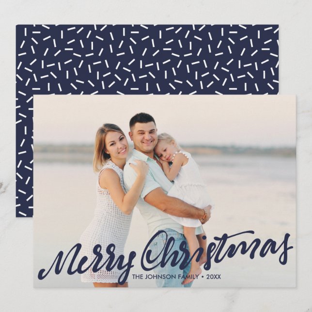 Carte Simplement Joyeux Noël photo pleine | Marine (Devant / Derrière)