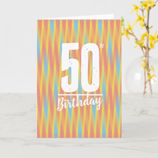 Carte Simples abstraites vagues colorées 50e anniversair (Fleur jaune)