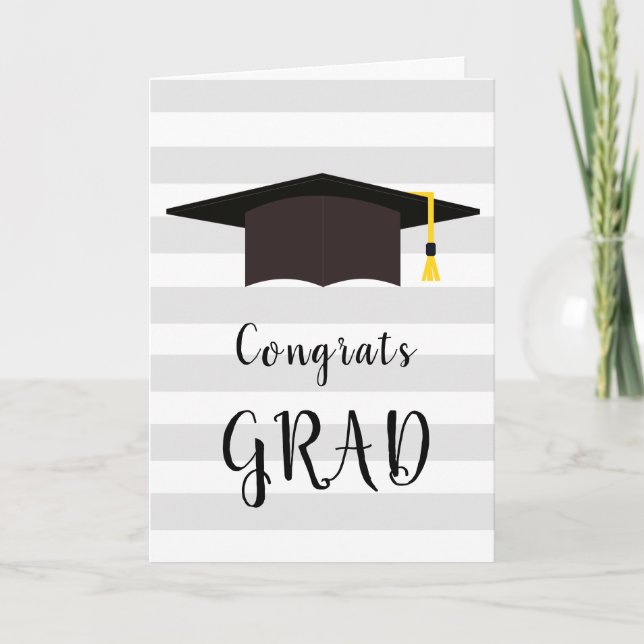Carte Simples Fêtes Grad Graduation Cap Gris Gris Gris (Devant)