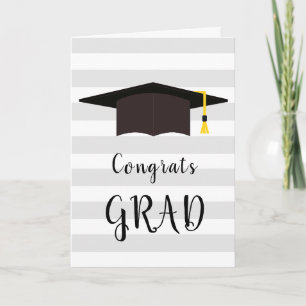 Carte Simples Fêtes Grad Graduation Cap Gris Gris Gris