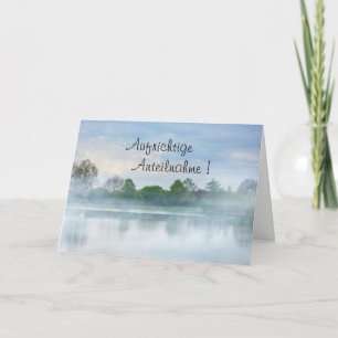Carte Sincères condoléances avec lac et brouillard