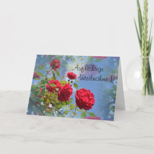 Carte Sincères condoléances - avec roses rouges